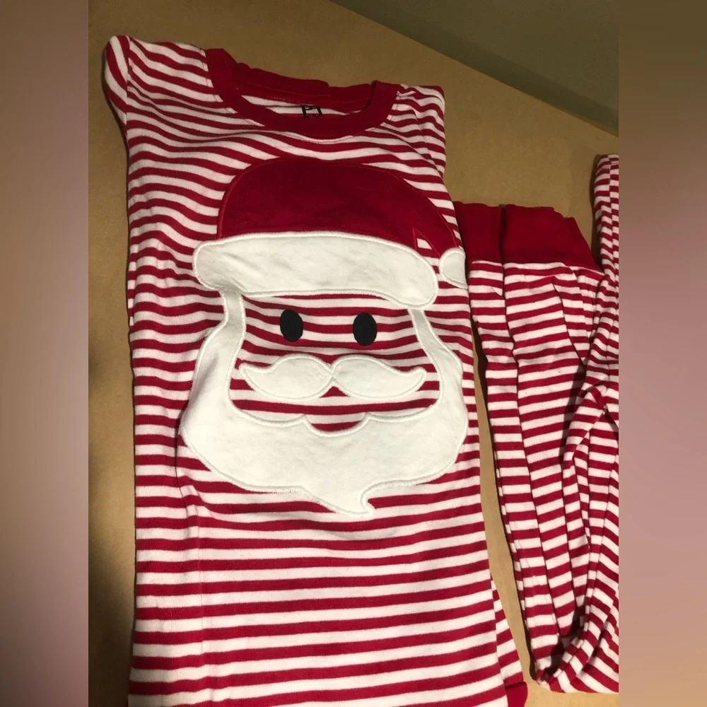 Children’s Place Kids Size 10 Striped Santa Snug Fit Cotton Pajamas - Red